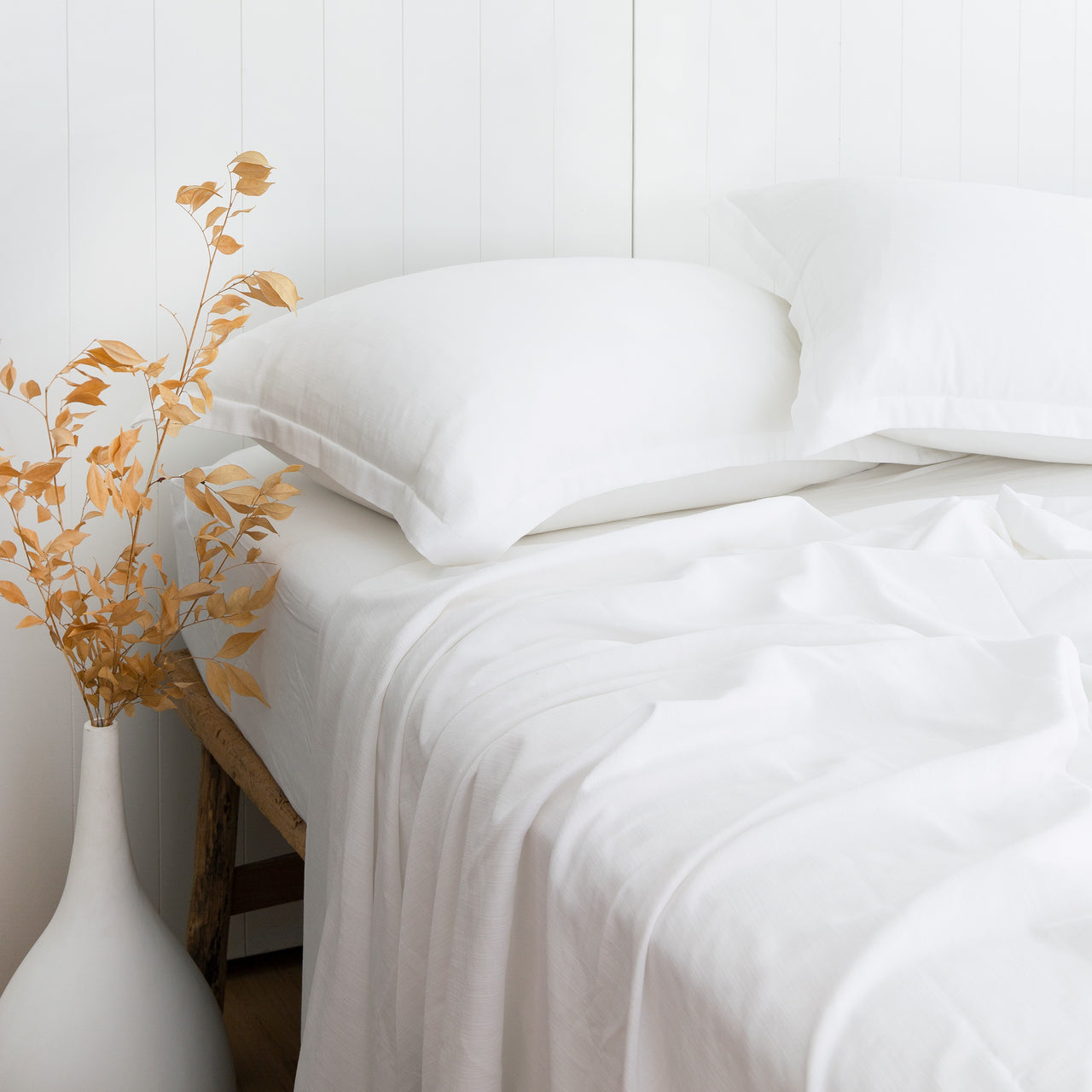 Flat Sheet - Loom Living white  bamboo top sheet bamboo cotton bed linen